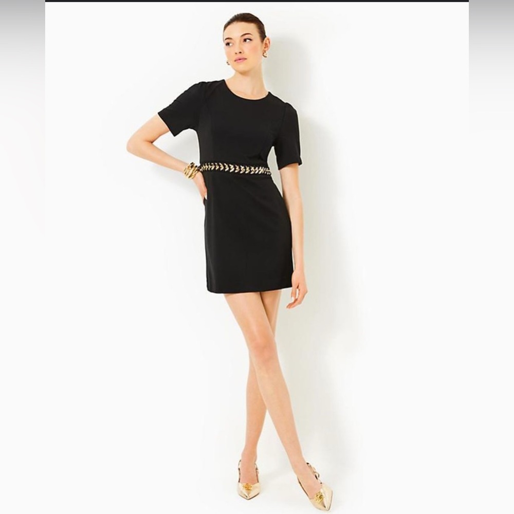 Lilly Pulitzer Black Shift Dress with Gold Accents